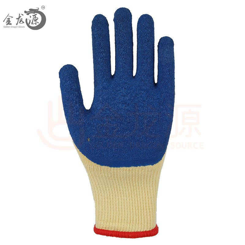 Wholesale 21s Knitted Cotton Latex Coated Crinkled Palm Working Gloves