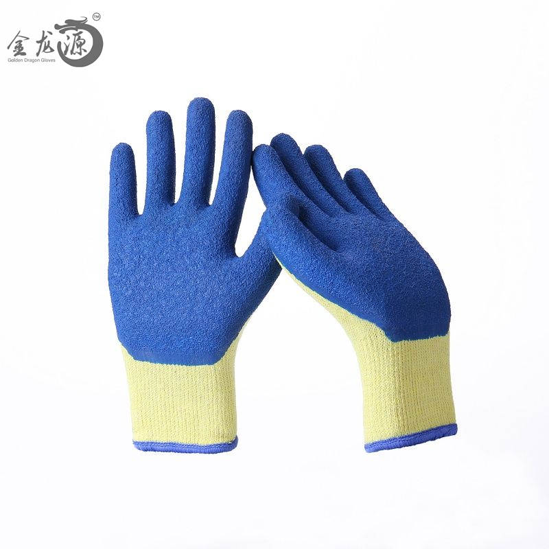 Cotton Latex Coated Gloves with Crinkled Palm Safety Gloves