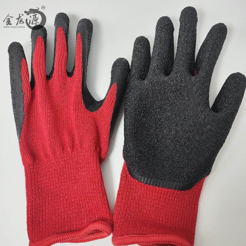 Red Cotton Late Wrinkle Black One Labor Working Gloves 