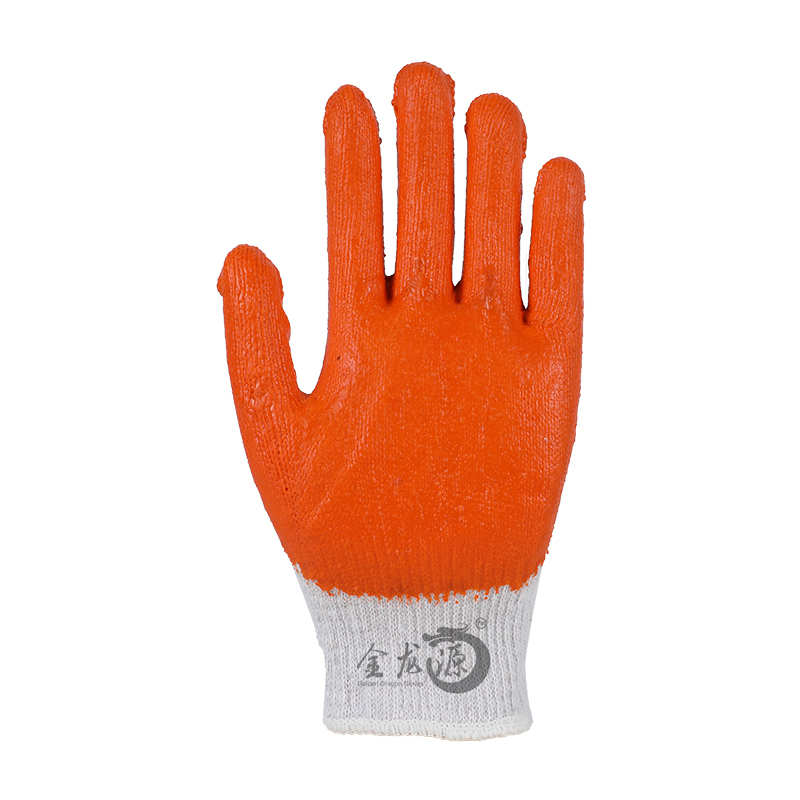 Cheap Price Orange 1/4 Latex 10 Gauge Knitted Cotton Safety Gloves 