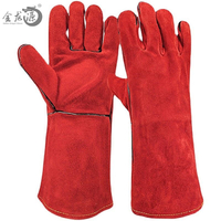 Cheap Price Red Cow Leather Safety Electrowelding Working Gloves 