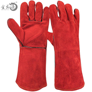 Cheap Price Red Cow Leather Safety Electrowelding Working Gloves 