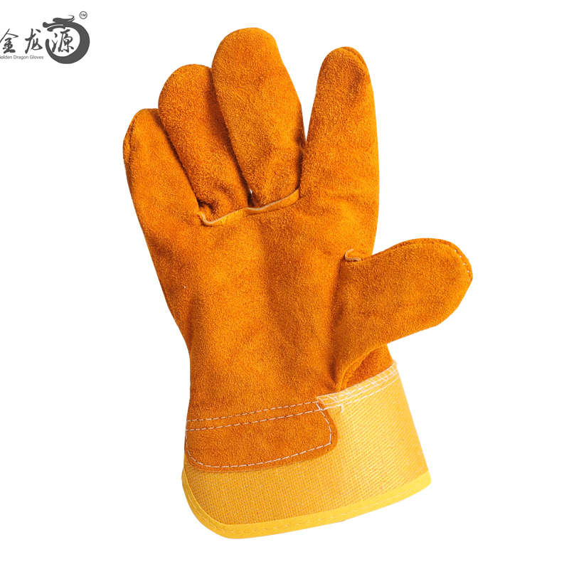 Factory Wholesale 100% Premium Cow Split Leather Safety Gloves