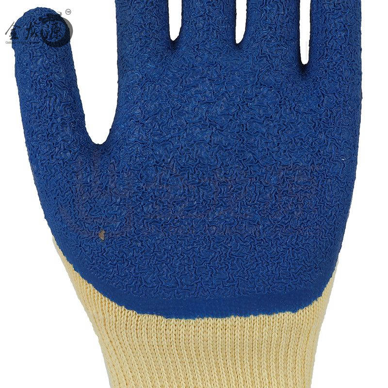 Wholesale 21s Knitted Cotton Latex Coated Crinkled Palm Working Gloves