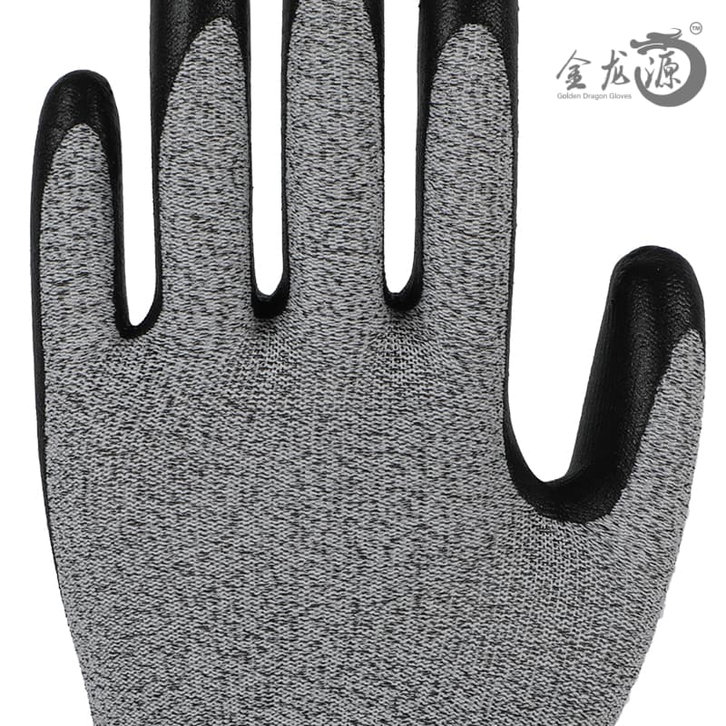 CE Level 5 Black Nitrile Cut Resistant Foam Coated Safety Work Glove