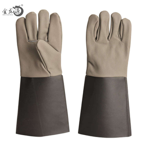 China Wholesale Cow Leather Splicing Safety Working Gloves 