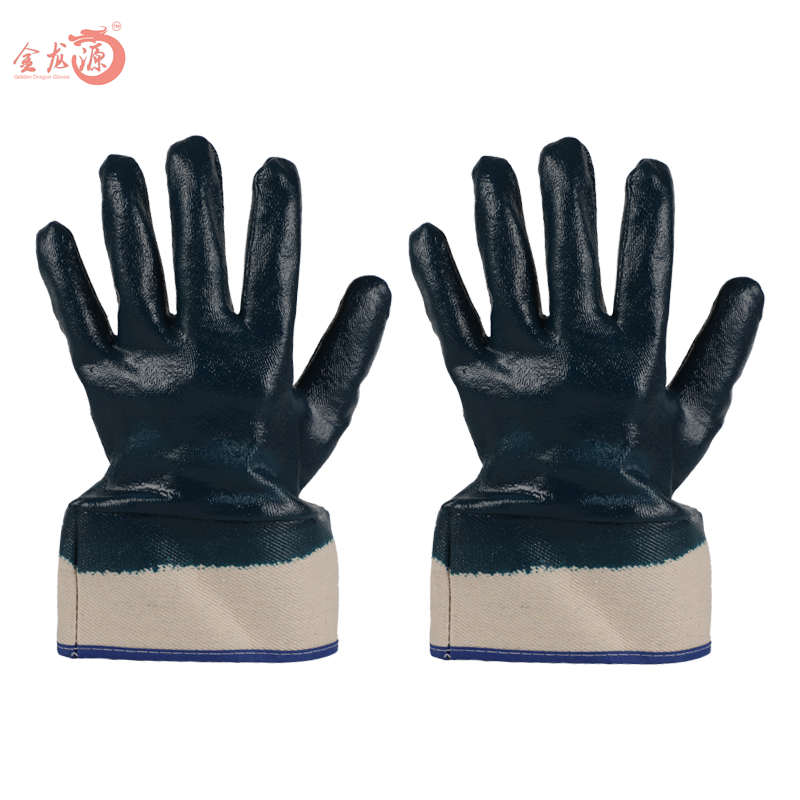 Cotton Heavy Duty Nitrile Gloves with Safety Cuff Working Gloves