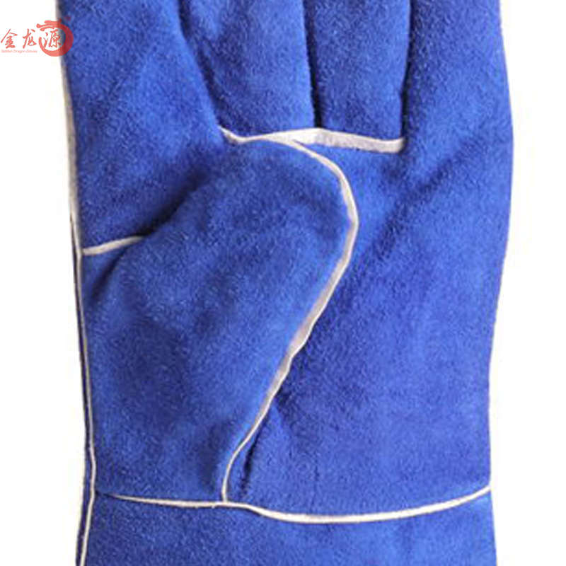 Extra Long Blue Leather Durable Safety Working Gloves