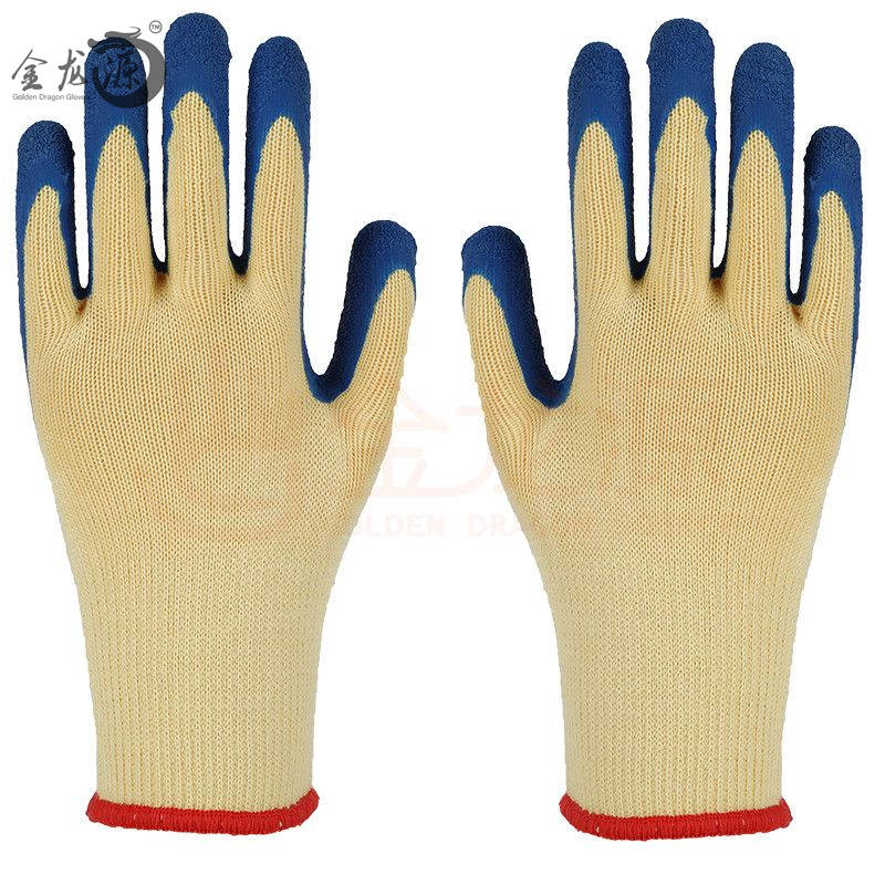 Wholesale 21s Knitted Cotton Latex Coated Crinkled Palm Working Gloves