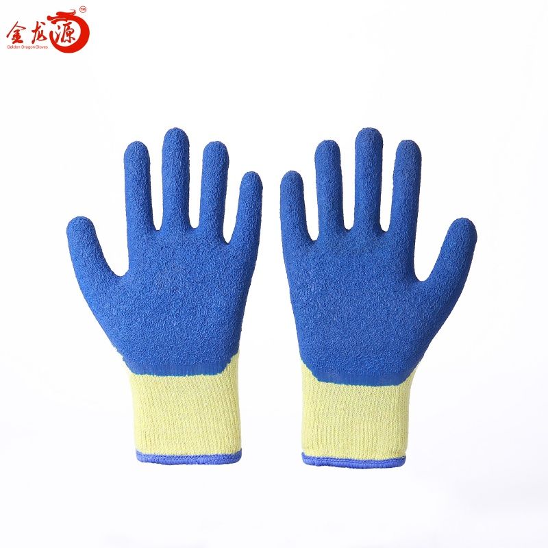 Cotton Latex Coated Gloves with Crinkled Palm Safety Gloves