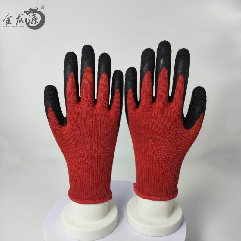 Red Cotton Late Wrinkle Black One Labor Working Gloves 