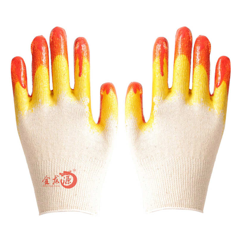 10 Gauge Wholesale Knitted Cotton Double Layer Latex Coated Work Labor Gloves