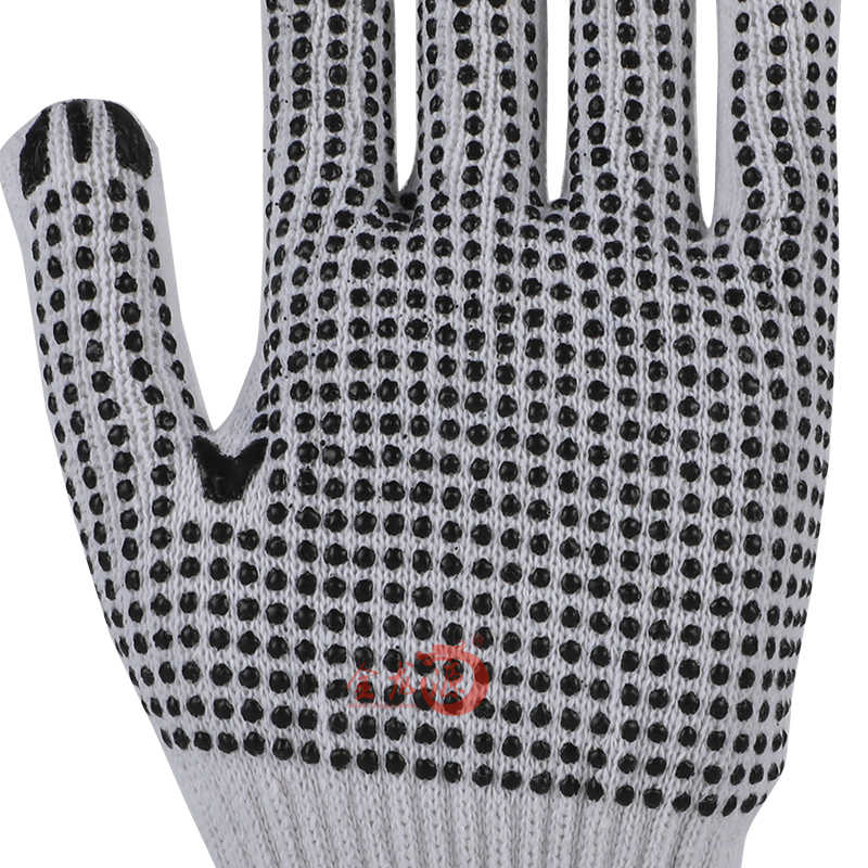 Black PVC Dotted Cotton Yarn Labor Working Gloves 