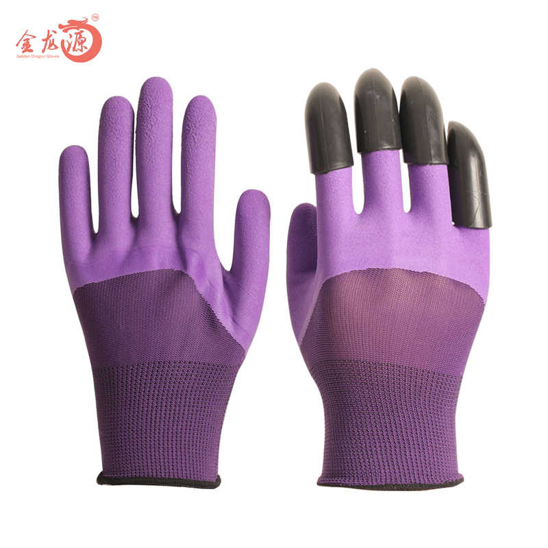 Gardening Flower Excavation Latex foam Gloves Manufacturers with Claw 