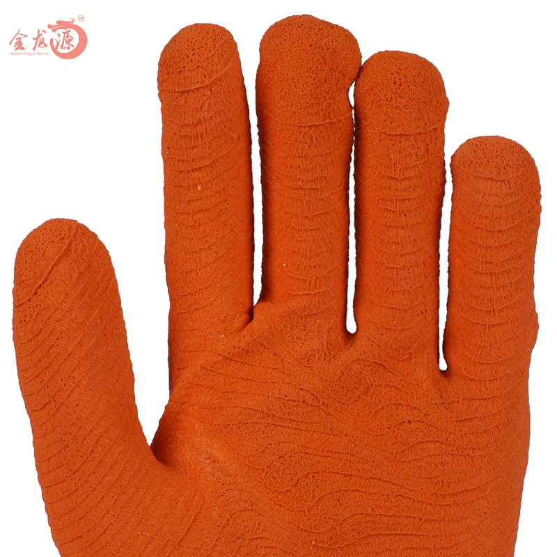 High Quality Knitted Wrist Cotton Latex Coated Crinkled Hand Protective Gloves