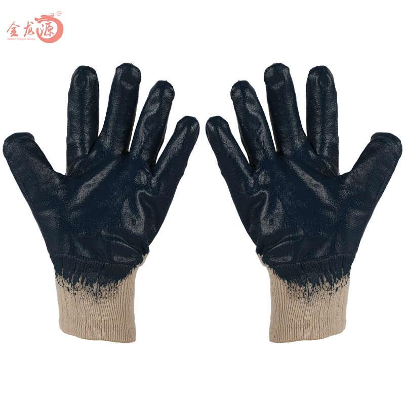 Heavy Duty Knitted Wrist Cotton 3/4 Nitrile Coated Gloves