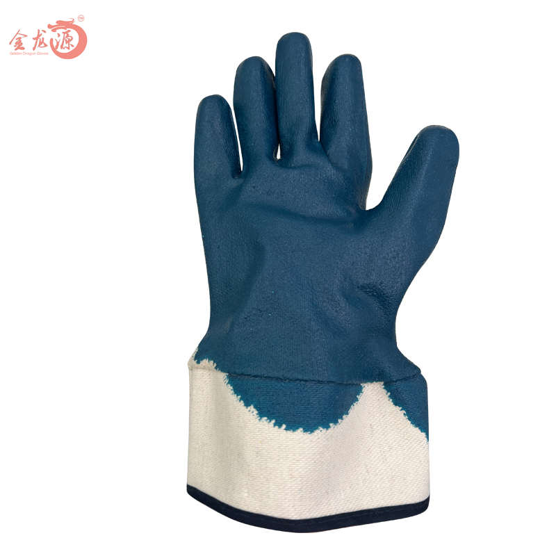 Blue Nitrile Canvas Cuff Oil And Gas Popular Durable Construction Glove