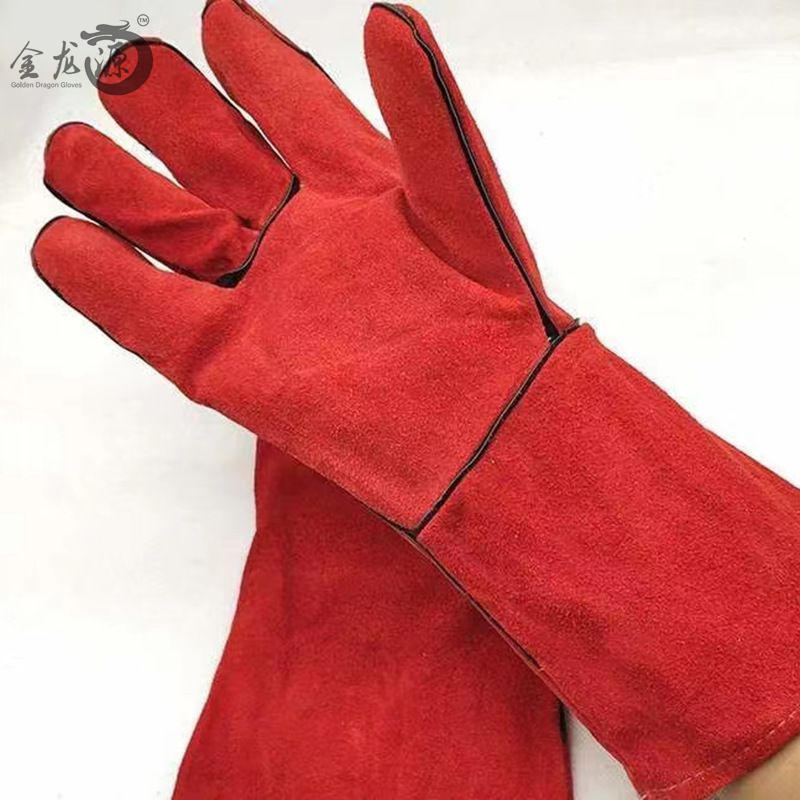 Cheap Price Red Cow Leather Safety Electrowelding Working Gloves 