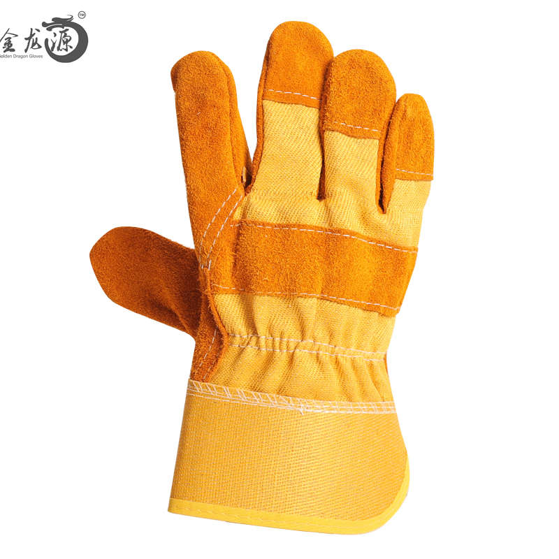 Factory Wholesale 100% Premium Cow Split Leather Safety Gloves