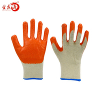 Factory 10g Knitted Cotton Wrinkle Crinkle Latex Coated Safety Work Gloves for Construction