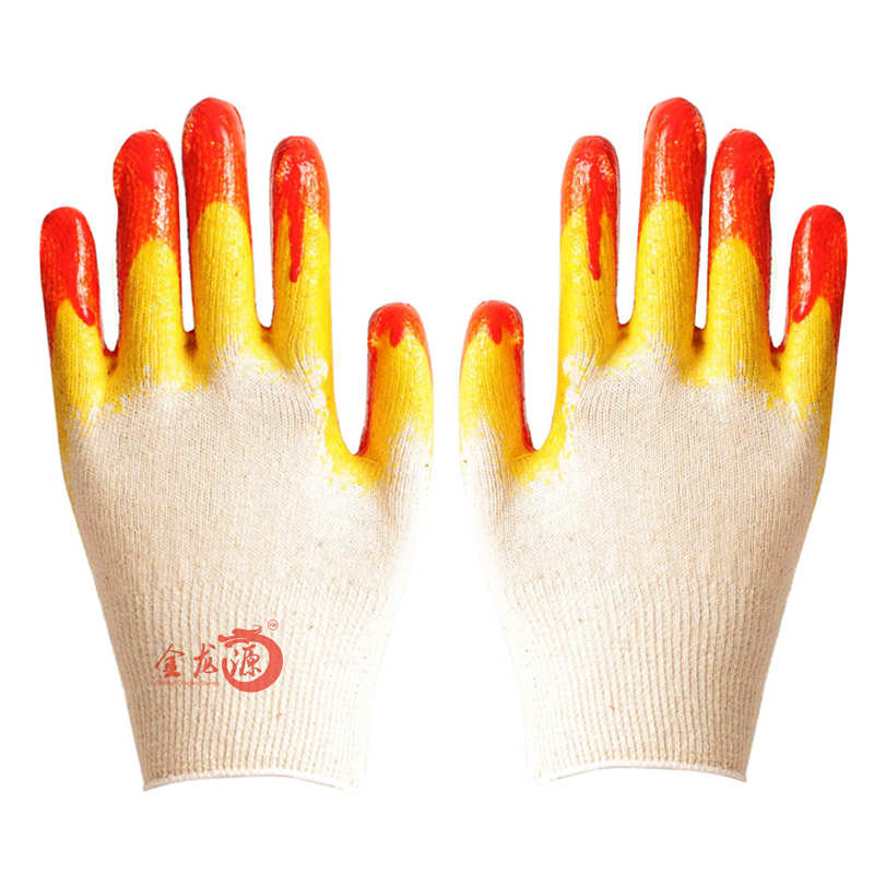 10 Gauge Wholesale Knitted Cotton Double Layer Latex Coated Work Labor Gloves