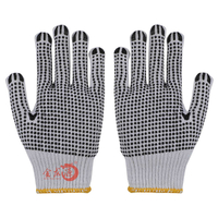 Black PVC Dotted Cotton Yarn Labor Working Gloves 