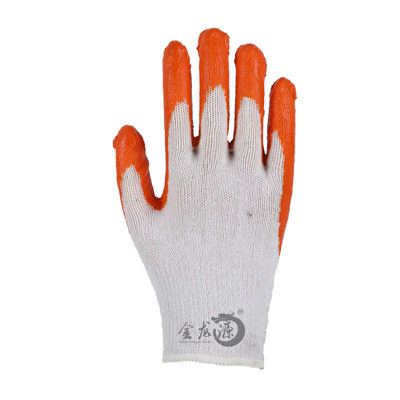 Cheap Price Orange 1/4 Latex 10 Gauge Knitted Cotton Safety Gloves 