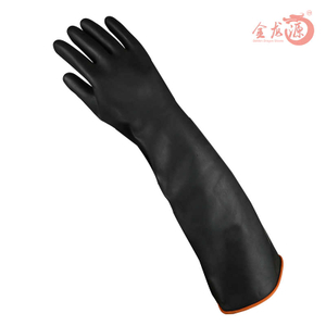 Factory Black Chemical Rubber Latex Safety Working Gloves 